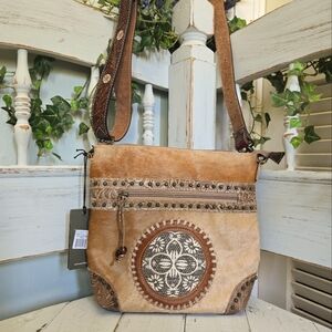 Myra Bag, Medium size, Tan Camel Crossbody Bag